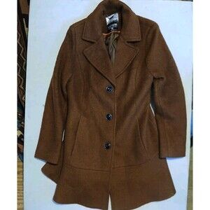 Kensie Women's Single-breasted Wool Blend Coat Brown NWOT Size M